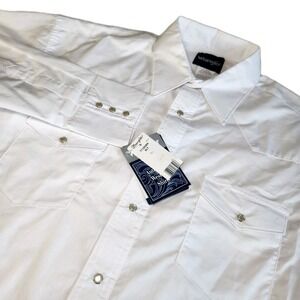 WRANGLER Pearl Snap Western Shirt Men XLT Tall White Classic Fit Long Sleeve NEW